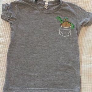Bella Canvas Gray Kids Tee with Turtle Pocket